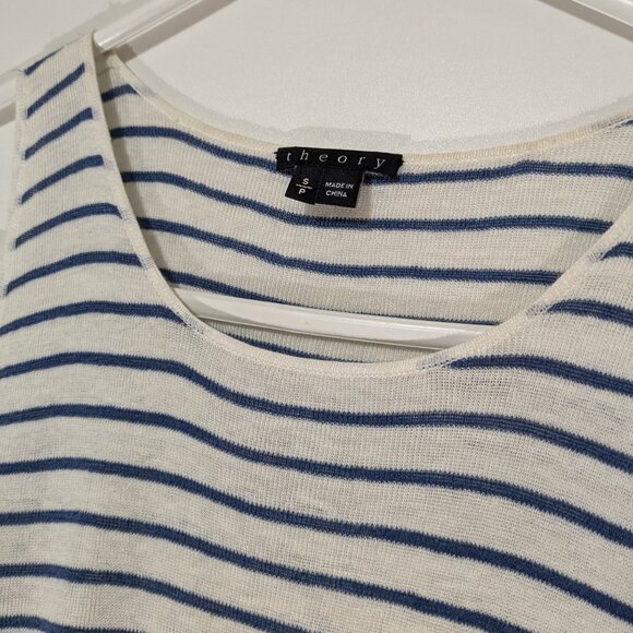 theory Linen Blend Striped Ombre Tank Blue White Size Small - Picture 2 of 5